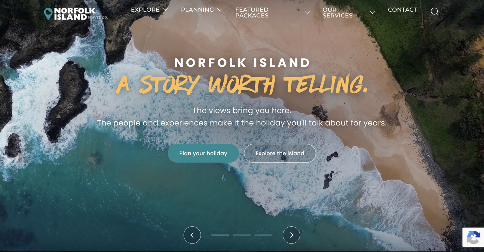 Norfolk Island Travel Co website design